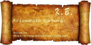 Krizmanits Barbara névjegykártya