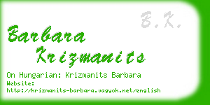 barbara krizmanits business card